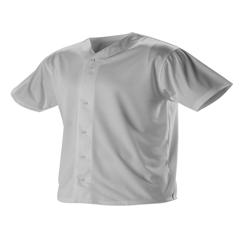 Alleson Athletic Boys' Full Button Baseball Jersey, Grey, Large