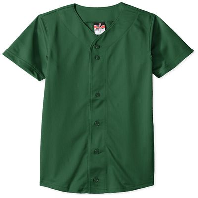 Alleson Athletic Boys' Full Button Baseball Jersey, Dark Green, Large