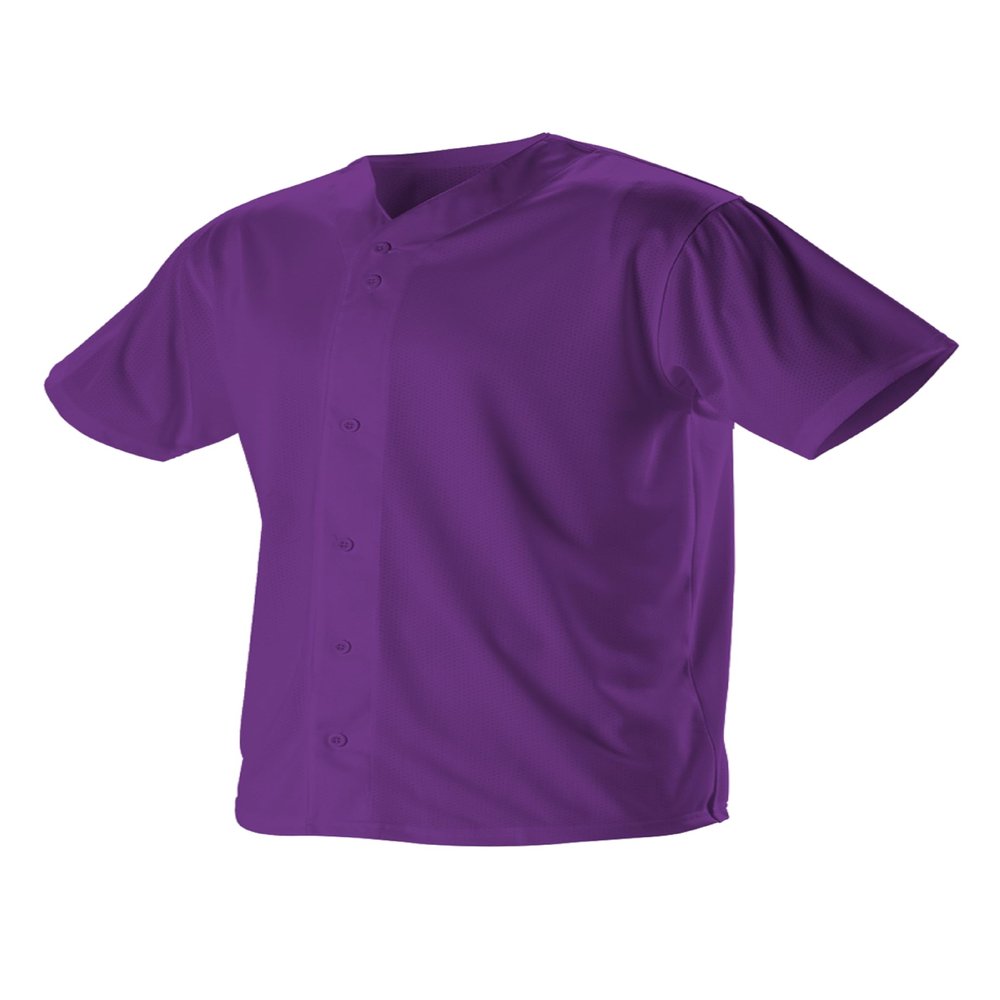 Alleson Athletic Boys' Full Button Baseball Jersey, Purple, Medium