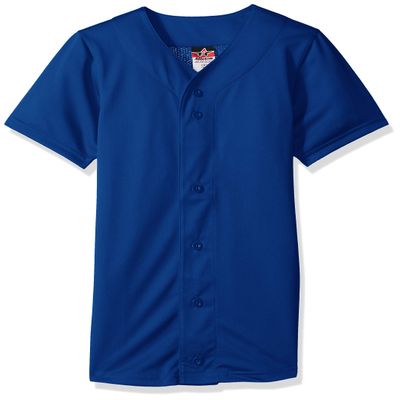 Alleson Athletic Boys' Full Button Baseball Jersey, Royal, Small