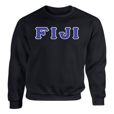 Fashion Greek Phi Gamma Delta FIJI Twill Letter Crewneck Sweatshirt Black XXL