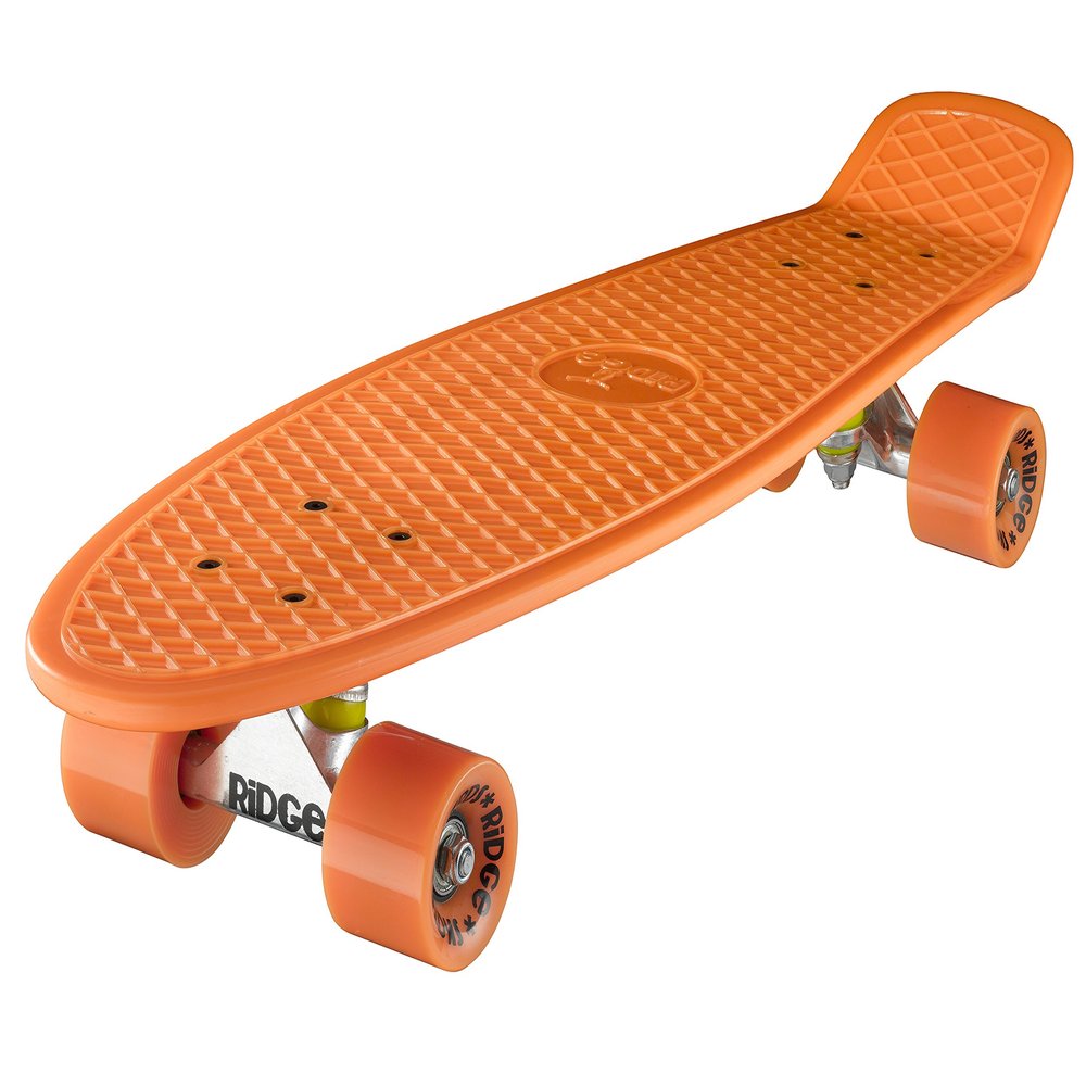 Ridge Skateboards Children Kids Big Brother Large Retro Cruiser Orange Wheels, 27 Inch