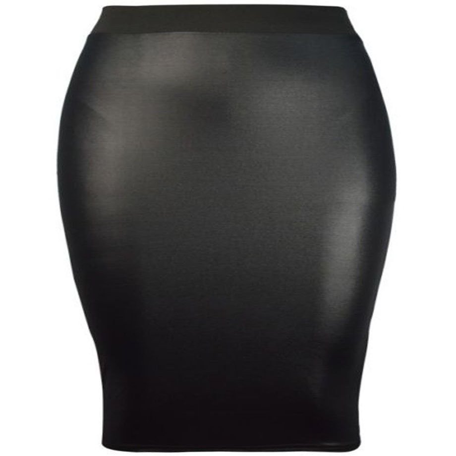 Forever Womens Wetlook Faux Leather Bodycon/Flared Skirts (14/16, Pencil Skirts)