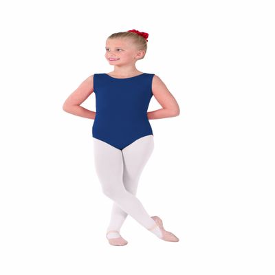 EUROTARD Girls Tank Leotard with Cotton 1089 (Navy, Intermediate)