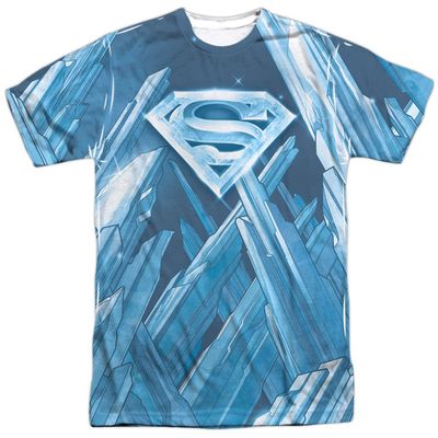 Superman Cartoon TV Series Movie Frozen Shield Logo Adult Front Print T-Shirt White