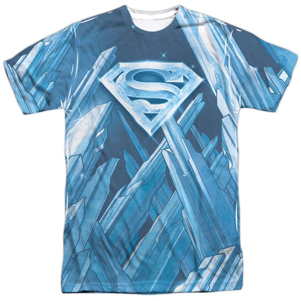 Superman Cartoon TV Series Movie Frozen Shield Logo Adult Front Print T-Shirt White