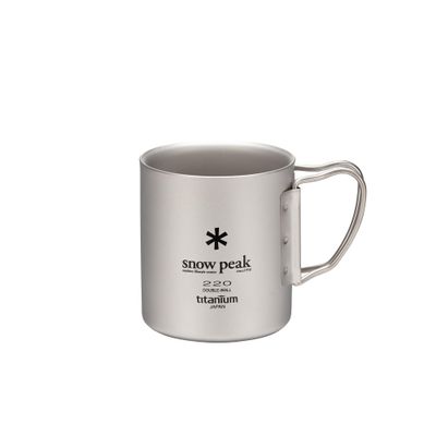 Snow Peak MG-051FHR Titanium Double Mug, 7.8 fl oz (220 ml) Capacity, Folding Handle
