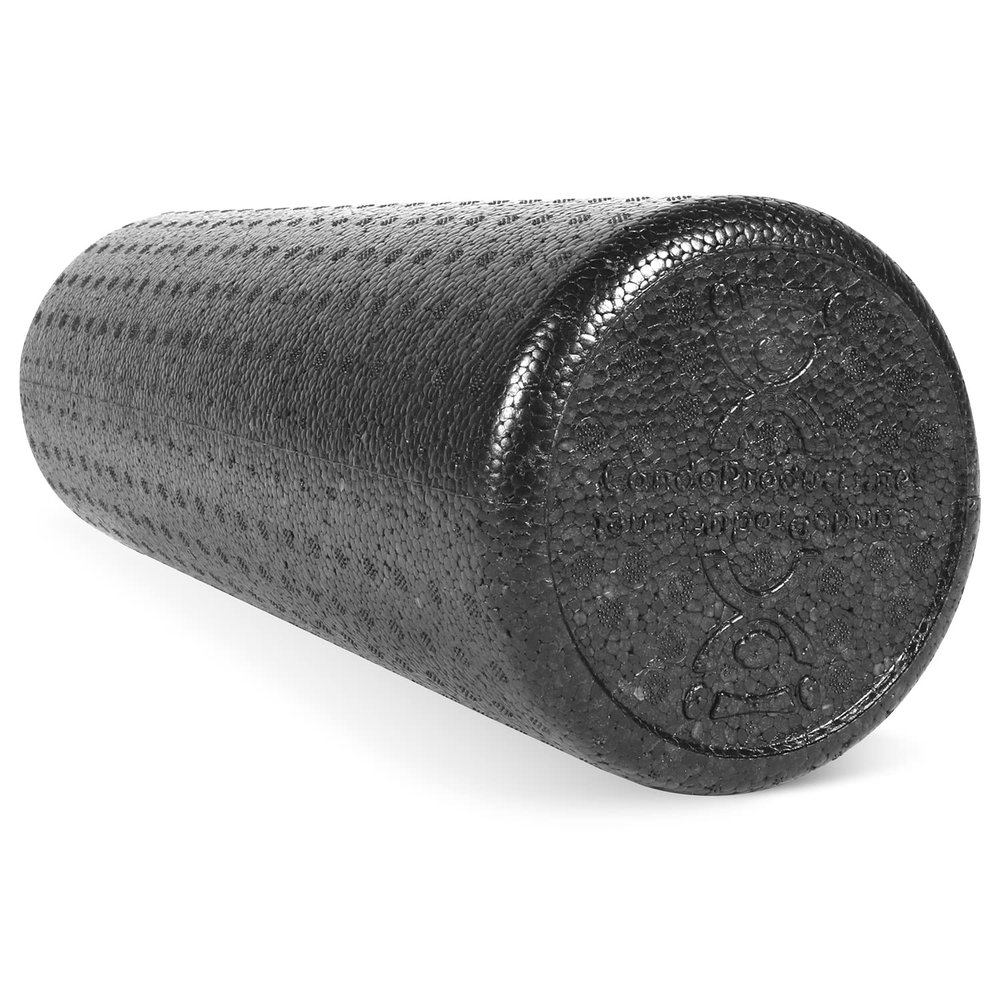 CanDo Black Composite High-Density Foam Rollers for Muscle Restoration Massage Therapy Sport Recovery and Physical Therapy 6" x 18" Round