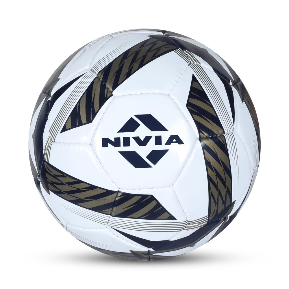 NIVIA Shining Star - 2022 Football/Rubberized Stitched Football/32 Panels/International Match Ball/Size - 5 (Black & White)