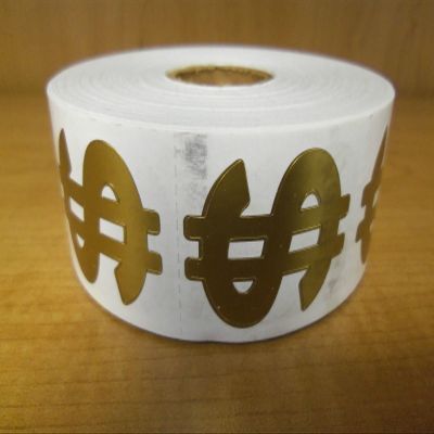 Perforated Dollar Sign Tanning Stickers, Roll of 1000