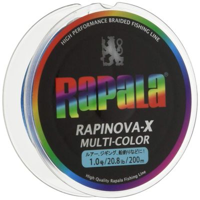 Rapala RXC200M10MC PE Line, Rapinova X, Multicolor, 656.2 ft (200 m), No. 1.0, 20.8 lbs (10 m), 5 Colors Per 32.8 ft (10 m)
