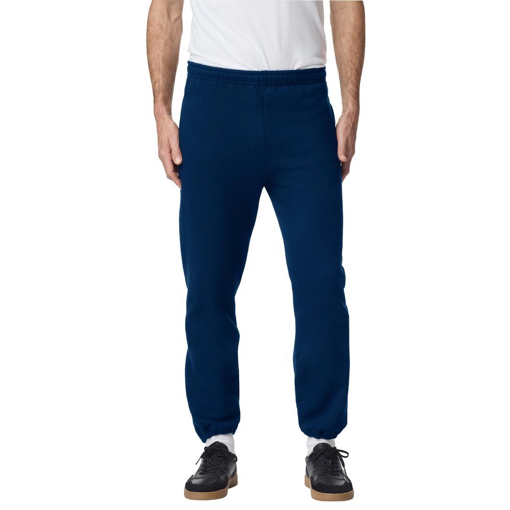 Gildan Men's Fleece Elastic Bottom Sweatpants with Pockets, Style G18100, Navy, Medium