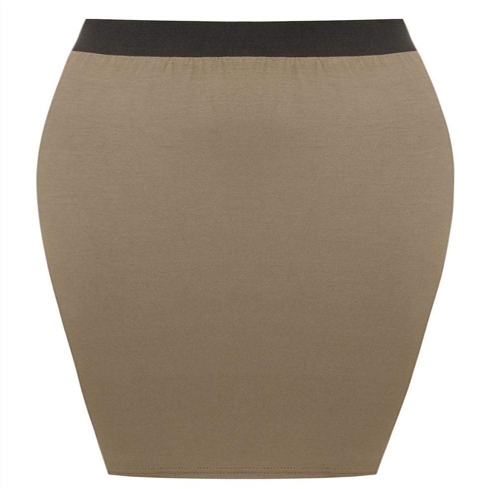 Purple Hanger Women's Bodycon Pencil Tube Wiggle Midi Skirt Mocha 8-10