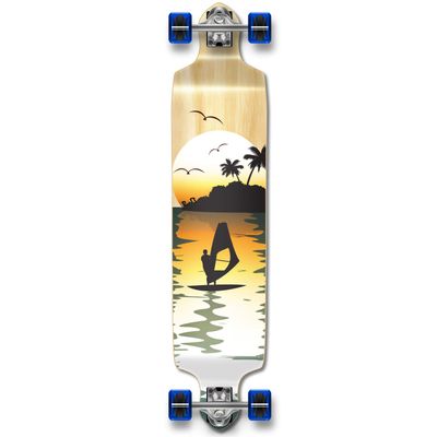 Yocaher Longboard Skateboard Complete Drop Down Cruiser 41.25" x 10" w/BLACKWIDOW Premium Black Grip Tape, Heavy Duty Aluminum Alloy Truck, 71mm Longboard Wheels - Natural Surfer