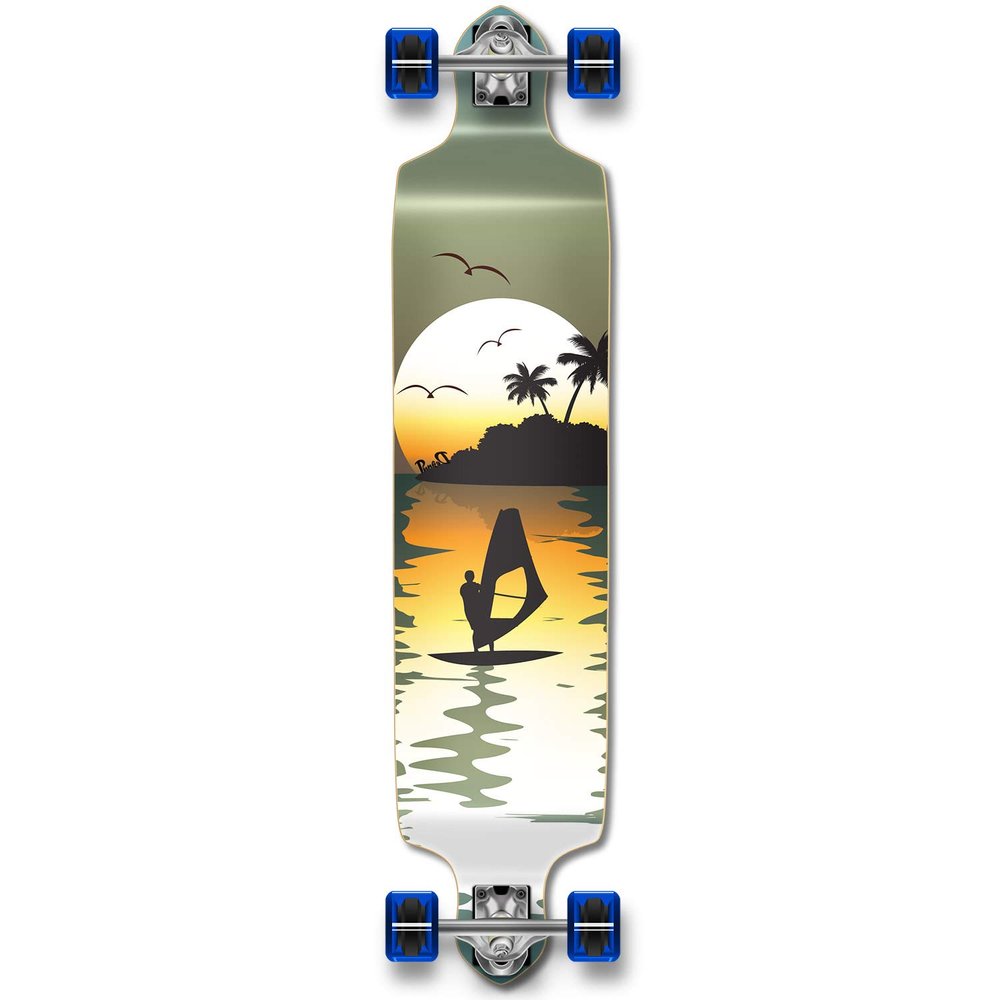 YOCAHER Professional Speed Drop Down Complete Longboard Skateboard (Surfer)