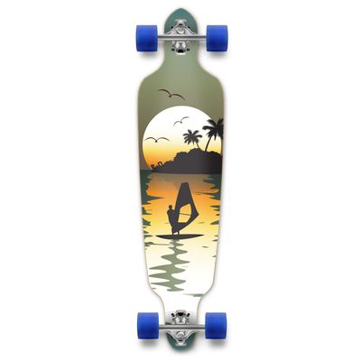 New Graphics Drop Through Complete Longboard Professional Speed Skateboard (Surfer)