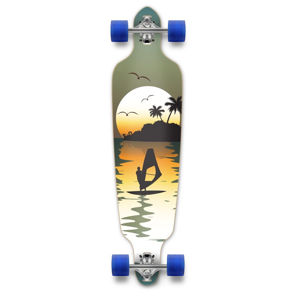 New Graphics Drop Through Complete Longboard Professional Speed Skateboard (Surfer)