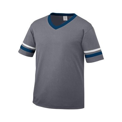 Augusta Sportswear Youth Sleeve Stripe Jersey, Graphite/Navy/White, L