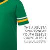 Augusta Sportswear Youth Sleeve Stripe Jersey, Kelly/Gold/White, M view 4