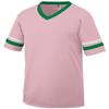 Augusta Sportswear Youth Sleeve Stripe Jersey, Light Pink/Kelly/White, M view 2