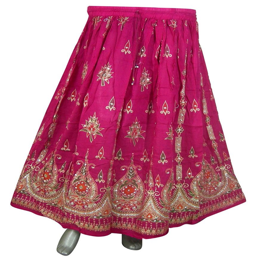 Womens Rayon Skirt Designer Spring Summer India Clothing (Magenta)