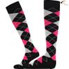 Mysocks Argyle Knee High Socks for Men and Women - Novelty Horse Riding Checkered Plaid Golf Socks - Soft Stretchy Argyle Socks Black Ash Fuchsia view 4