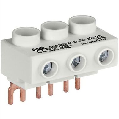 879143 Abb S1-m1-25 3phase Power Feed Block Flat Ms116/132 Incoming Terminal for 3-phase Busbar System. 600v Rated. For Use with Ms116 & Ms132 Series Manual Motor Protectors.