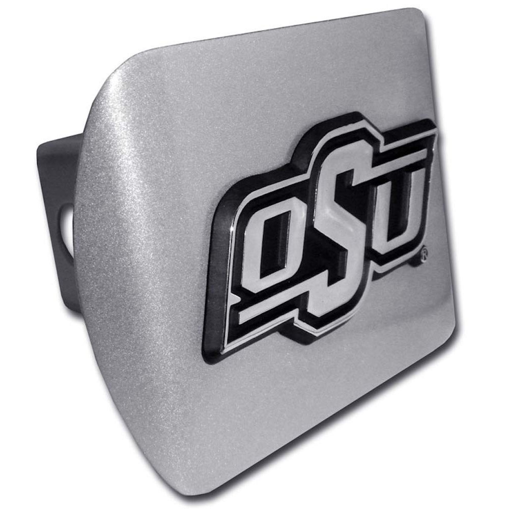 Elektroplate Oklahoma State University Brushed Silver Hitch Cover Fits 2 Inch Auto Car Truck Receiver with NCAA College Sports Logo