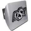 Elektroplate Oklahoma State University Brushed Silver Hitch Cover Fits 2 Inch Auto Car Truck Receiver with NCAA College Sports Logo view 1