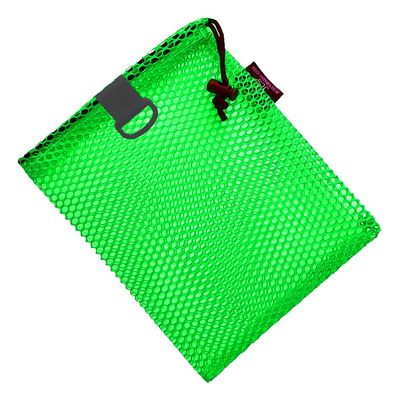 JCS 8x10 Nylon Drawstring Mesh Bag. Durable, Breathable Storage w/Barrel Lock & D-Ring for Shellfish, Fishing, Dive Gear, Green