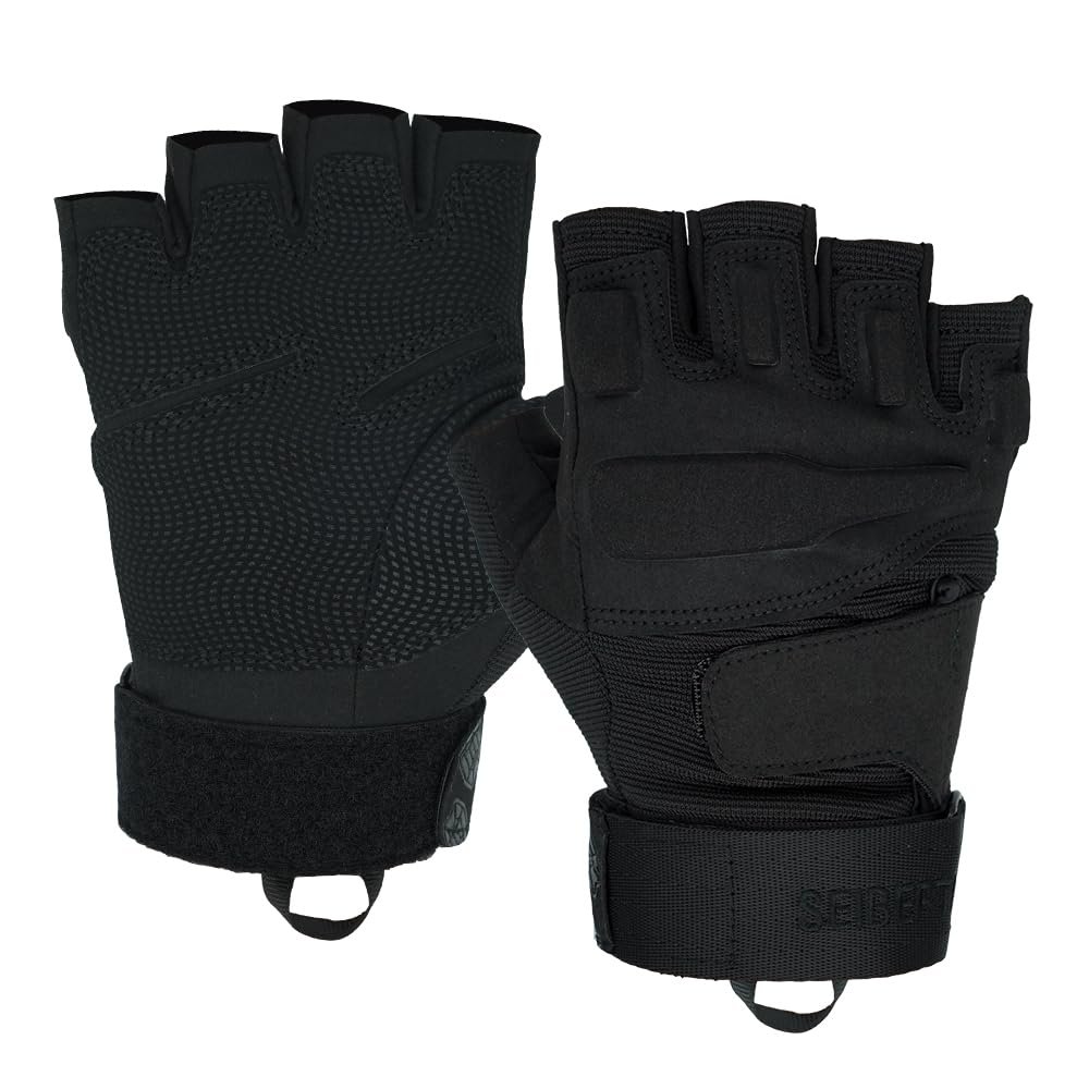 Seibertron S.O.L.A.G Youth Women Men Unisex XXS to XXL Fingerless/Half Finger Sports Outdoor Tactical Gloves Black S