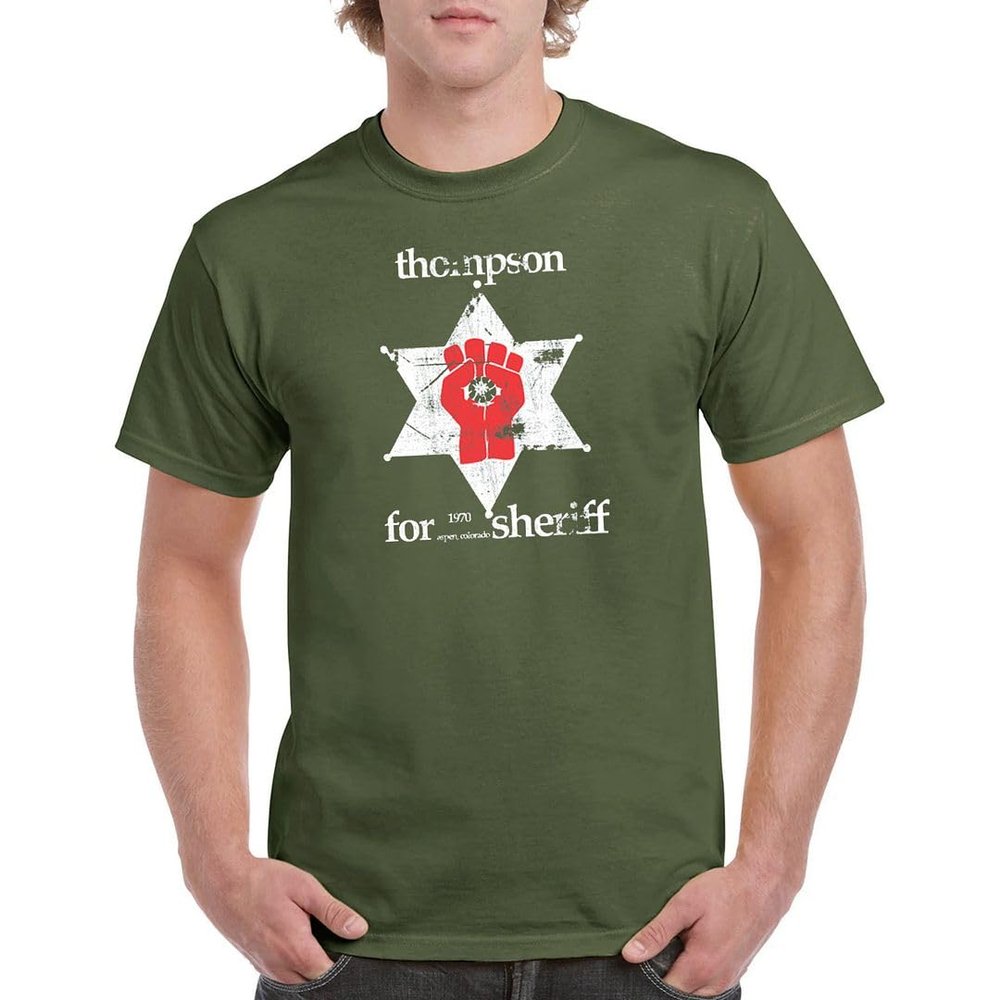 DIRTYRAGZ Men's Hunter S. Thompson Sheriff Gonzo T Shirt 2XL Military Green
