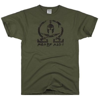 DIRTYRAGZ Men's Molon Labe Come and Take It Them T Shirt S Military Green