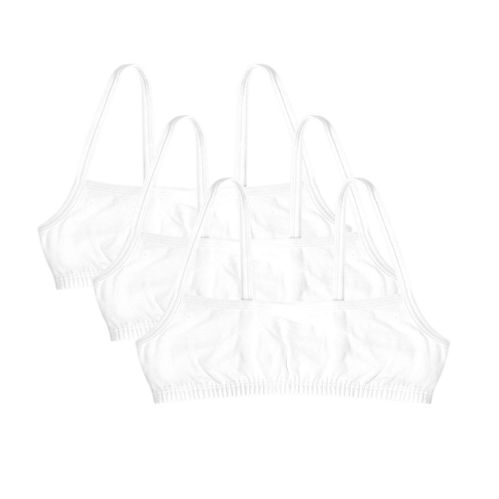 Fruit of the Loom Girls' Big Cotton Spaghetti Strap Sport 3 Pack(Pack of 3), White, 38