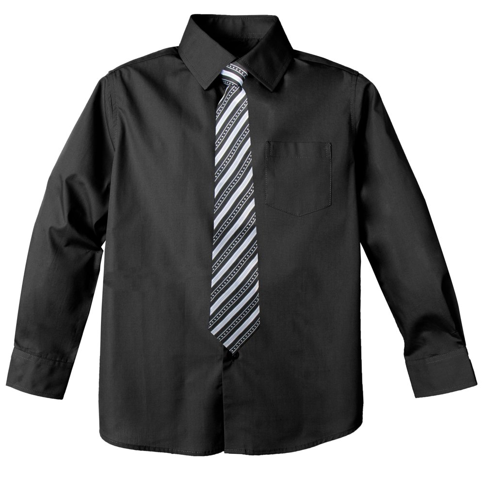 Spring Notion Boys Dress Shirt and Tie Set 20 Black