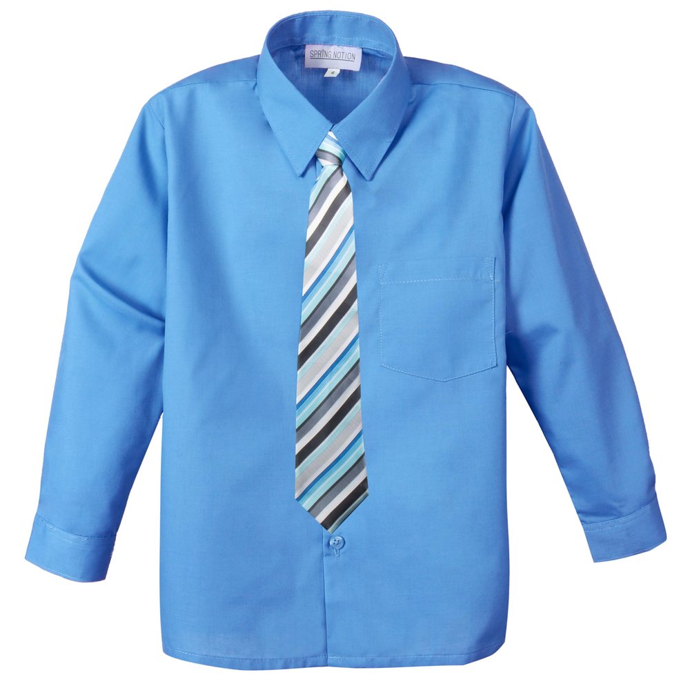 Spring Notion Boys Dress Shirt and Tie Set 18 Sky Blue