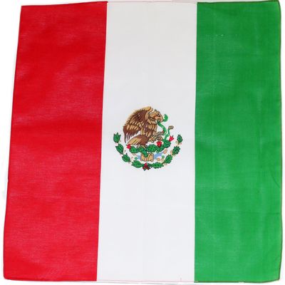 Novelty Bandanas 100% Cotton, Head Wrap 22" x 22" (MAXICAN FLAG, 22 X 22 in)