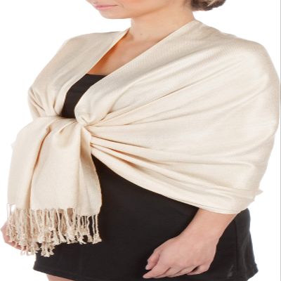 Sakkas Large Soft Silky Pashmina Shawl Wrap Scarf in Solid Colors - Moonlight Grey