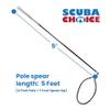 Scuba Choice Carbon Fiber 5' One Piece Spearfishing Pole Spear with 3 Prong Barb SS Paralyzer Tip view 4