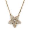 Avalaya Beige Grey Enamel Flower Pendant With Gold Tone Chain - 36cm Length/ 7cm Extension view 1