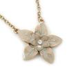 Avalaya Beige Grey Enamel Flower Pendant With Gold Tone Chain - 36cm Length/ 7cm Extension view 2