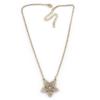 Avalaya Beige Grey Enamel Flower Pendant With Gold Tone Chain - 36cm Length/ 7cm Extension view 4