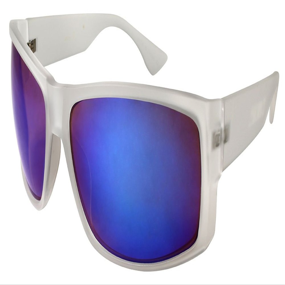 Edge I-Wear Clear Sports Sunglasses with Color Mirrored Lens 540708CL-REV-1 (M Clear/Blue REV)