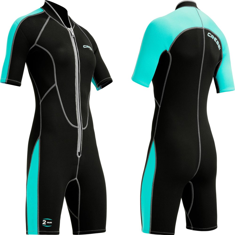 Cressi Lido 2 mm Lady Short Sleeves Short Wetsuits, Black/Aquamarine, XL