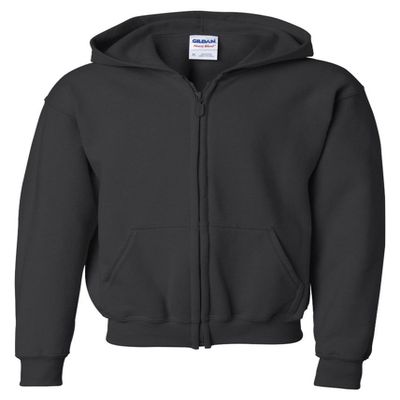 18600B Gildan Youth Heavy Blendfull-Zip Hooded Sweatshirt - Black - Large
