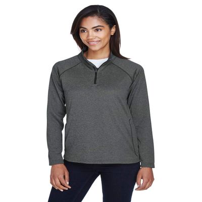 Devon & Jones Ladies' Stretch Tech-Shell Compass Quarter-Zip XL DK GREY HEATHER