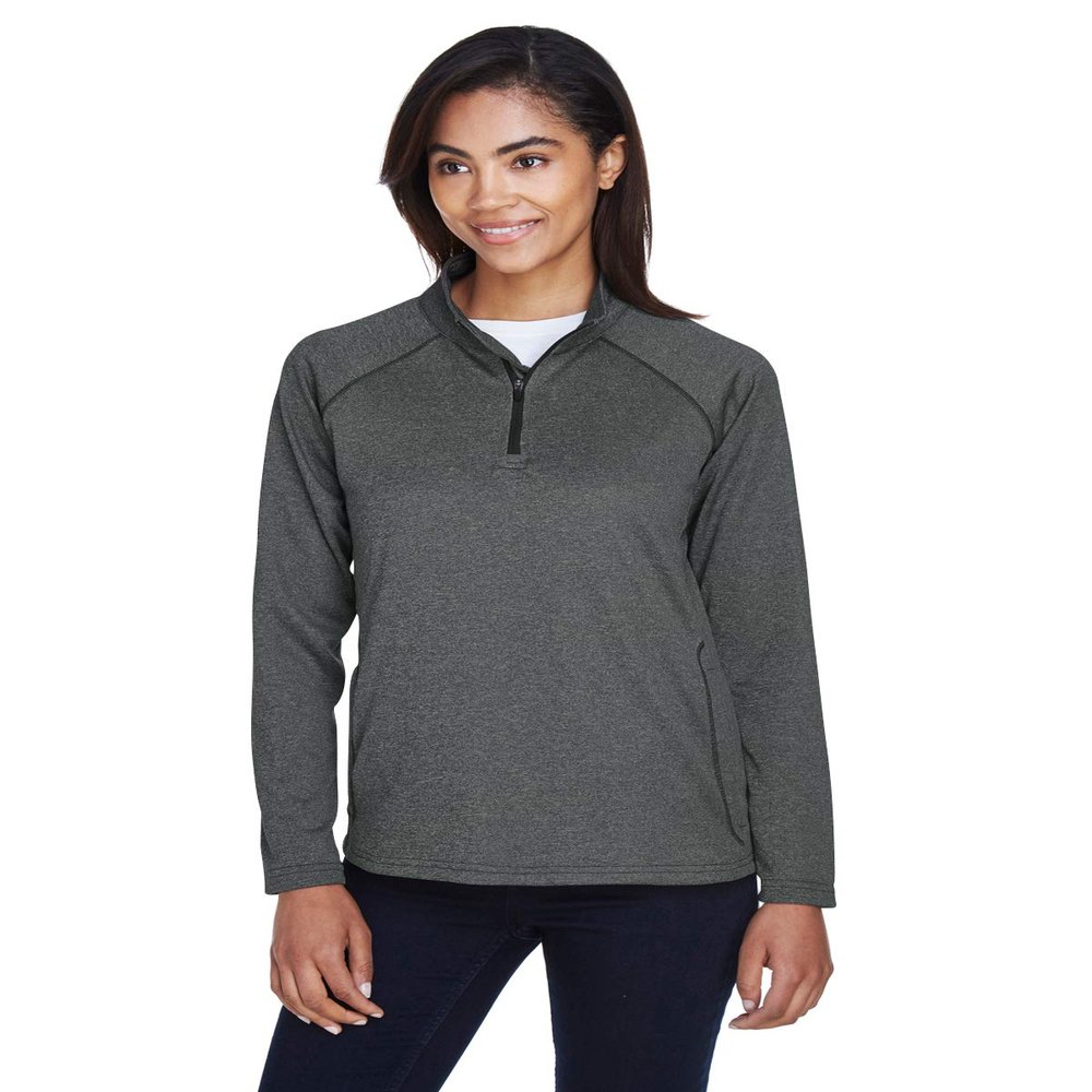 Devon & Jones Ladies' Stretch Tech-Shell Compass Quarter-Zip XL DK GREY HEATHER