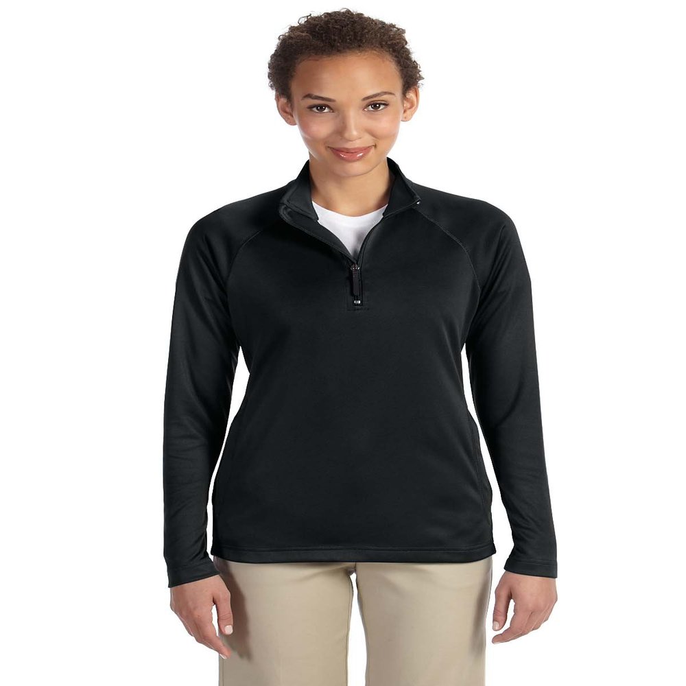 Devon & Jones Ladies' Stretch Tech-Shell Compass Quarter-Zip S BLACK