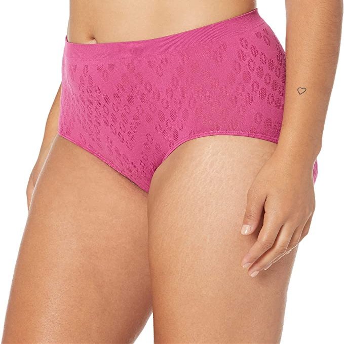 Bali Women's Comfort Revolution Seamless Brief Panty, Dahlia Dot, 10/11