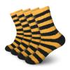 BambooMN Women's Fuzzy Team Spirit Socks - Super Soft Microfiber Game Day Sports Socks - Striped Black & Yellow - 4 Pairs view 1